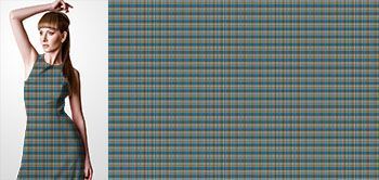 25005 Materiał ze wzorem kolorowa krata w odcieniach zielonego niebieskimi detalami